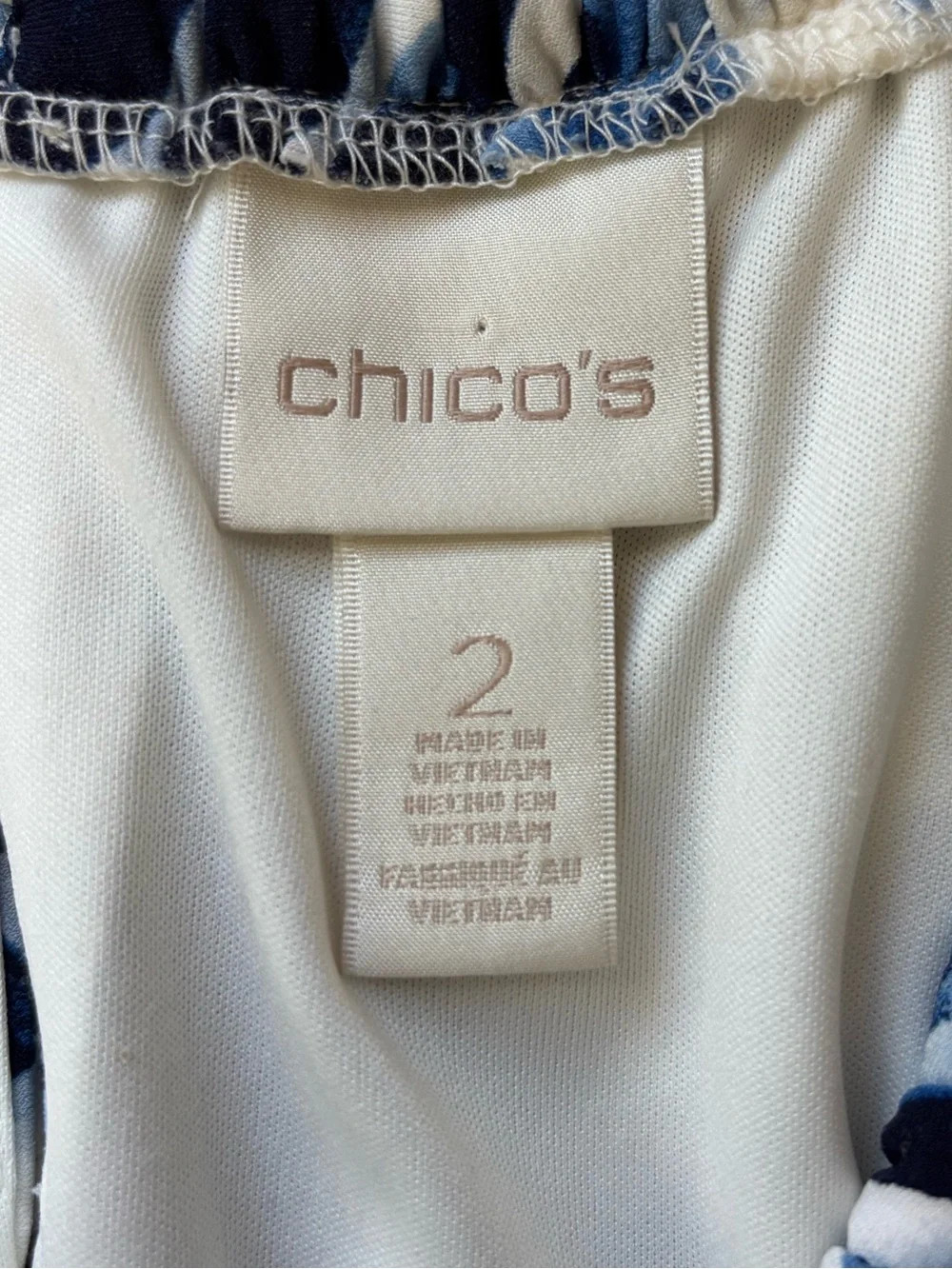 Chico’s Blue White Geometric Halter Maxi Dress Resort Vacation Boho 2/ Large - Picture 2 of 13